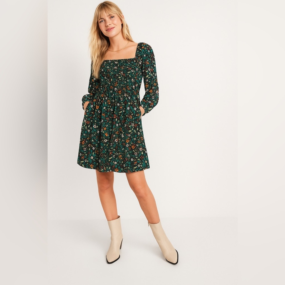 REVAMPED Floral Green Babydoll Dress